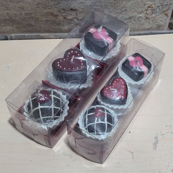 Decorative Truffles Heart Shaped Candy Chocolate Candle Gift Set Set of 2 - Picture 5 of 8